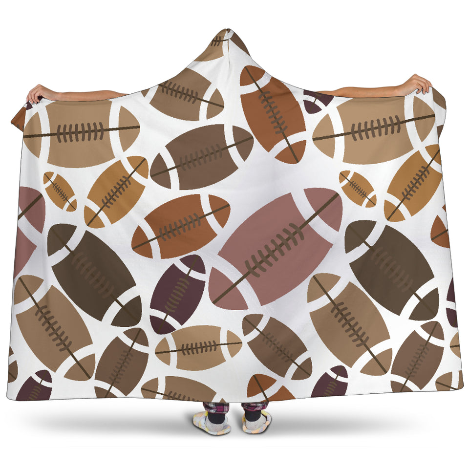 American Football Ball Pattern Hooded Blanket