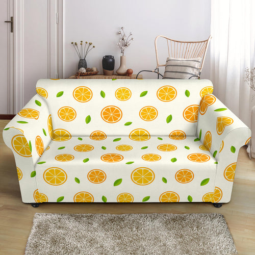 Oranges Leaves Pattern Loveseat Couch Slipcover