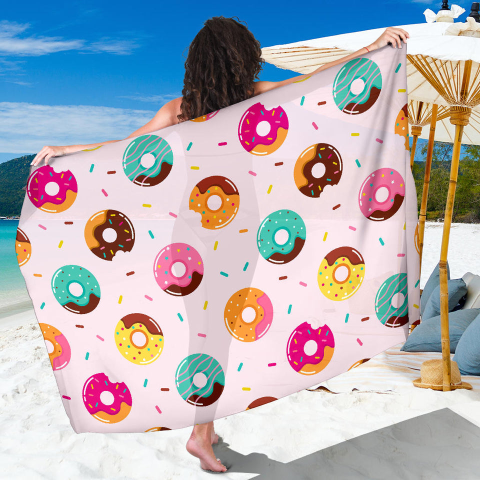 Donut Pattern Glaze Pink Background Sarong