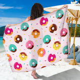 Donut Pattern Glaze Pink Background Sarong
