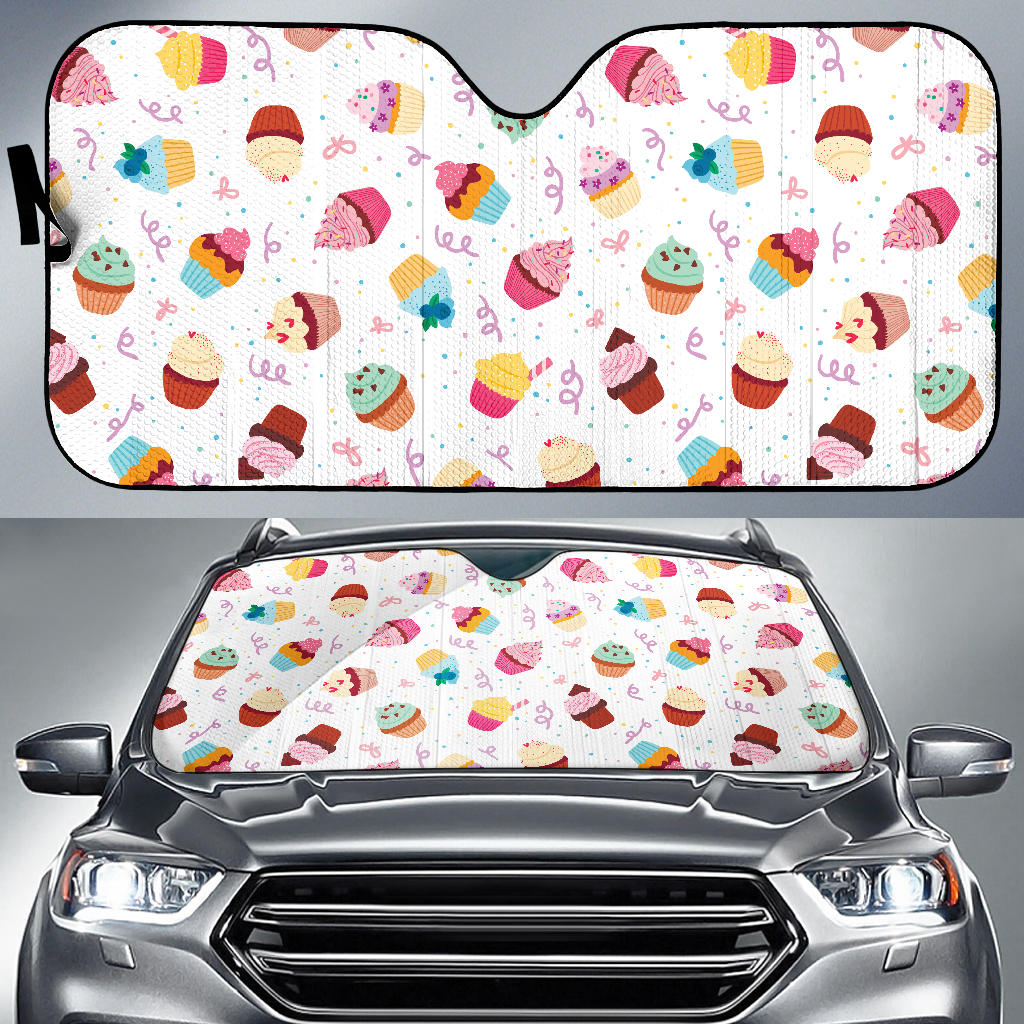 Cake Cupcake Design Pattern Car Sun Shade