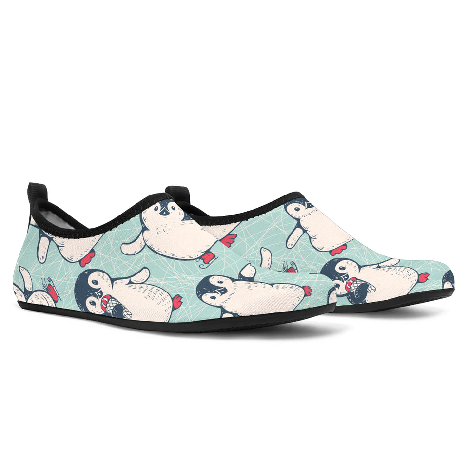 Cute Penguin Pattern Aqua Shoes