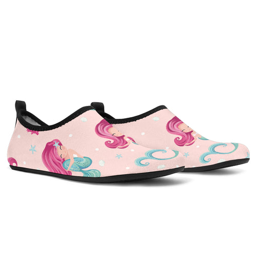 Cute Little Mermaid Pattern Aqua Shoes