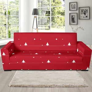 Christmas Tree Star Snow Red Background Sofa Slipcover