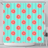 Grapefruit Green Background Shower Curtain Fulfilled In US