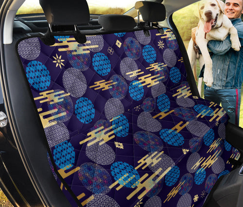 Blue Japanese Pattern Cloud Wave Flower Dog Car Seat Covers
