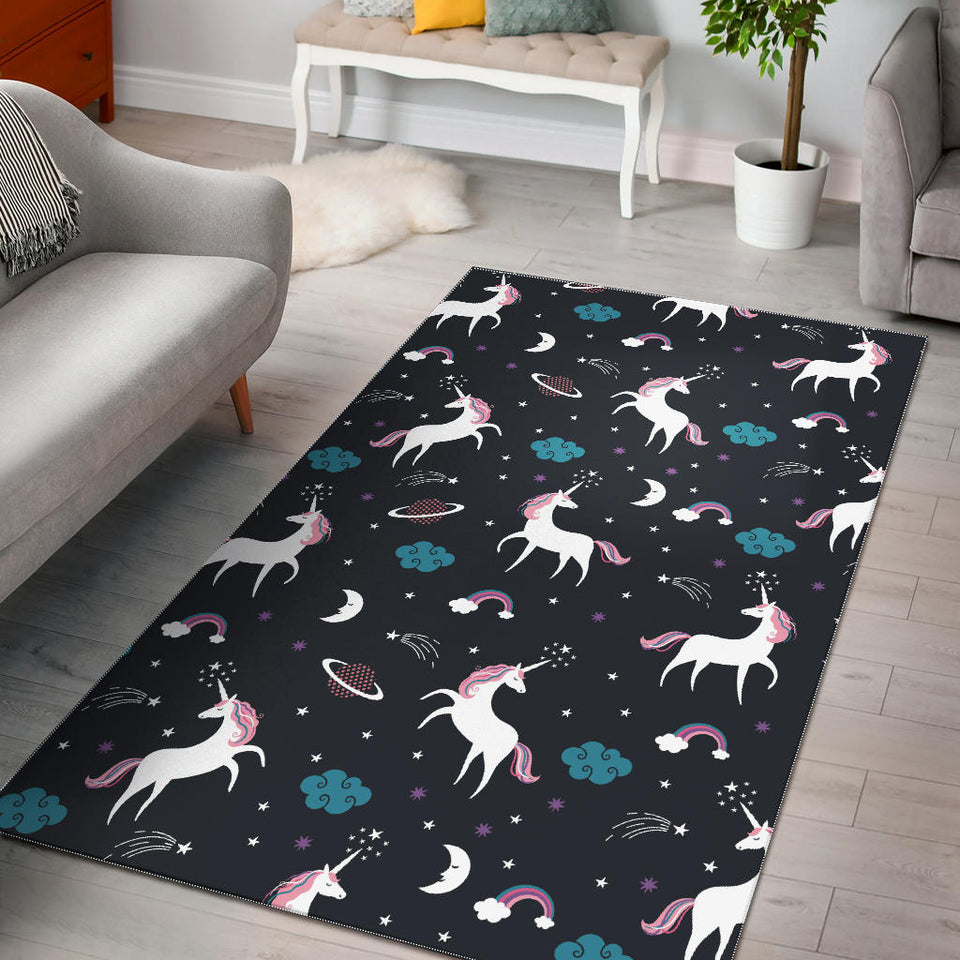 Unicorn Rainbows Moon Clound Star Pattern Area Rug