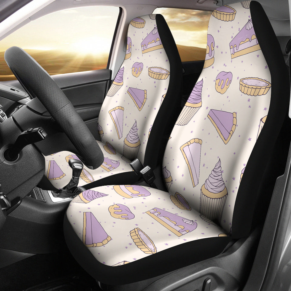 Cakes Pies Tarts Muffins And Eclairs Purple Blueberry Topping Pattern  Universal Fit Car Seat Covers