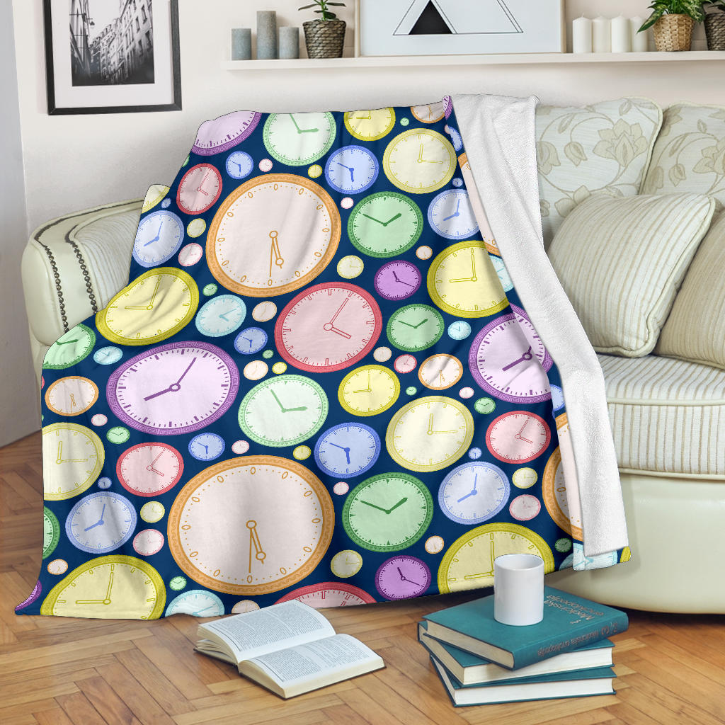 Colorful Clock Background Premium Blanket
