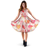 Hand Drawn Heart Design Pattern Sleeveless Midi Dress