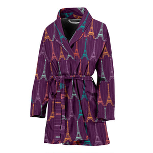 Eiffel Tower Pattern Print Design 05 Women's Bathrobe