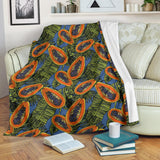 Colorful Papaya Tropical Leaves Premium Blanket