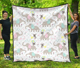 Cute Elephant Mouse Pattern Premium Quilt
