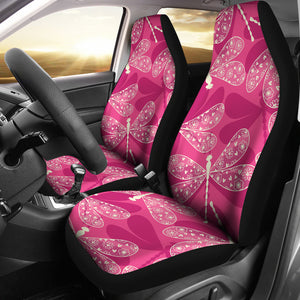 Beautiful Dragonfly Pink Background Universal Fit Car Seat Covers