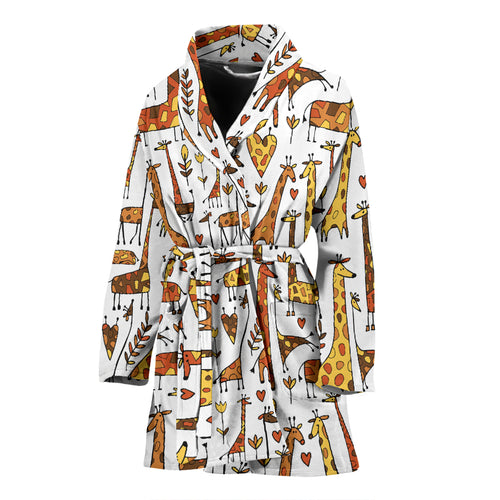 Giraffe Pattern Print Design 04 Women's Bathrobe