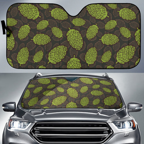 Hop Pattern Black Background Car Sun Shade
