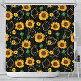 Sunflower Golden Polygonal Shapes Shower Curtain Fulfilled In US