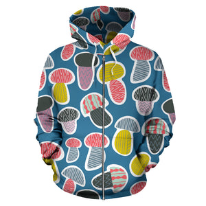 Colorful Mushroom Design Pattern Zip Up Hoodie