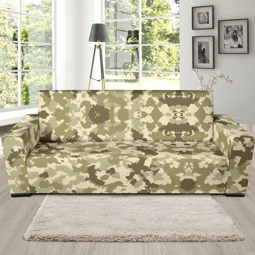 Light Green Camo Camouflage Pattern Sofa Slipcover