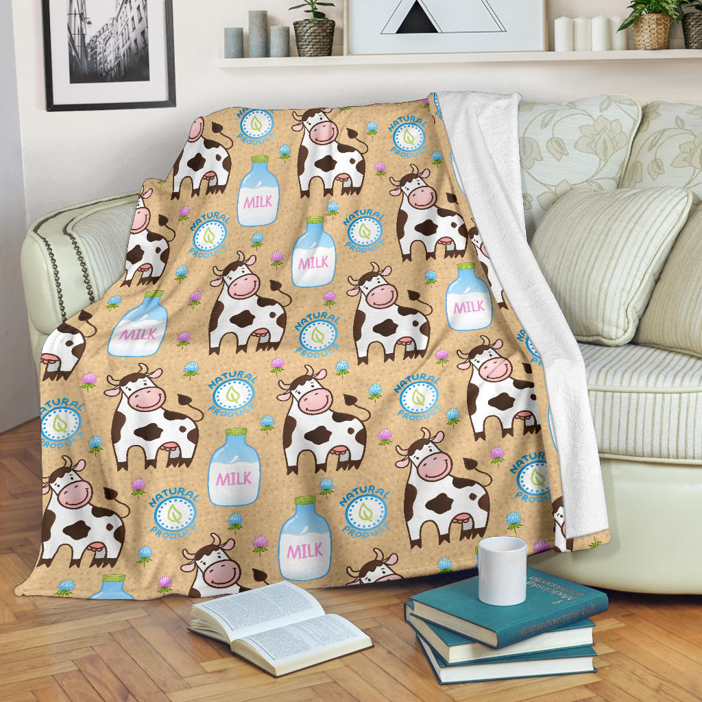 Cow Bottle Of Milk Pattern Premium Blanket