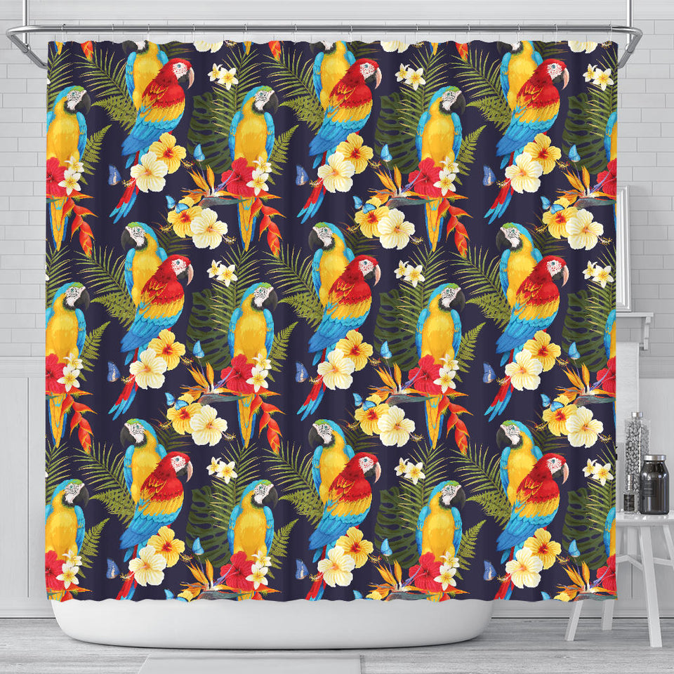 Colorful Parrot Flower Pattern Shower Curtain Fulfilled In US