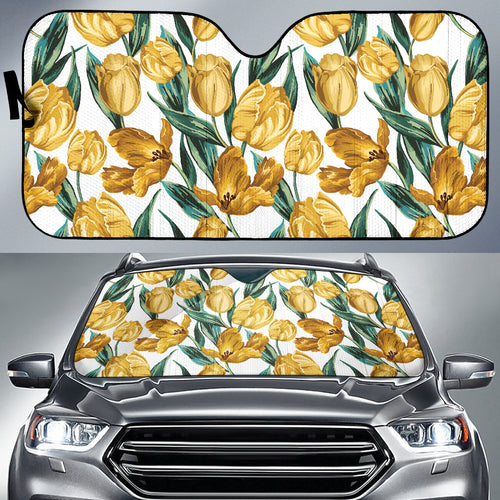 Yellow Tulips Pattern Car Sun Shade
