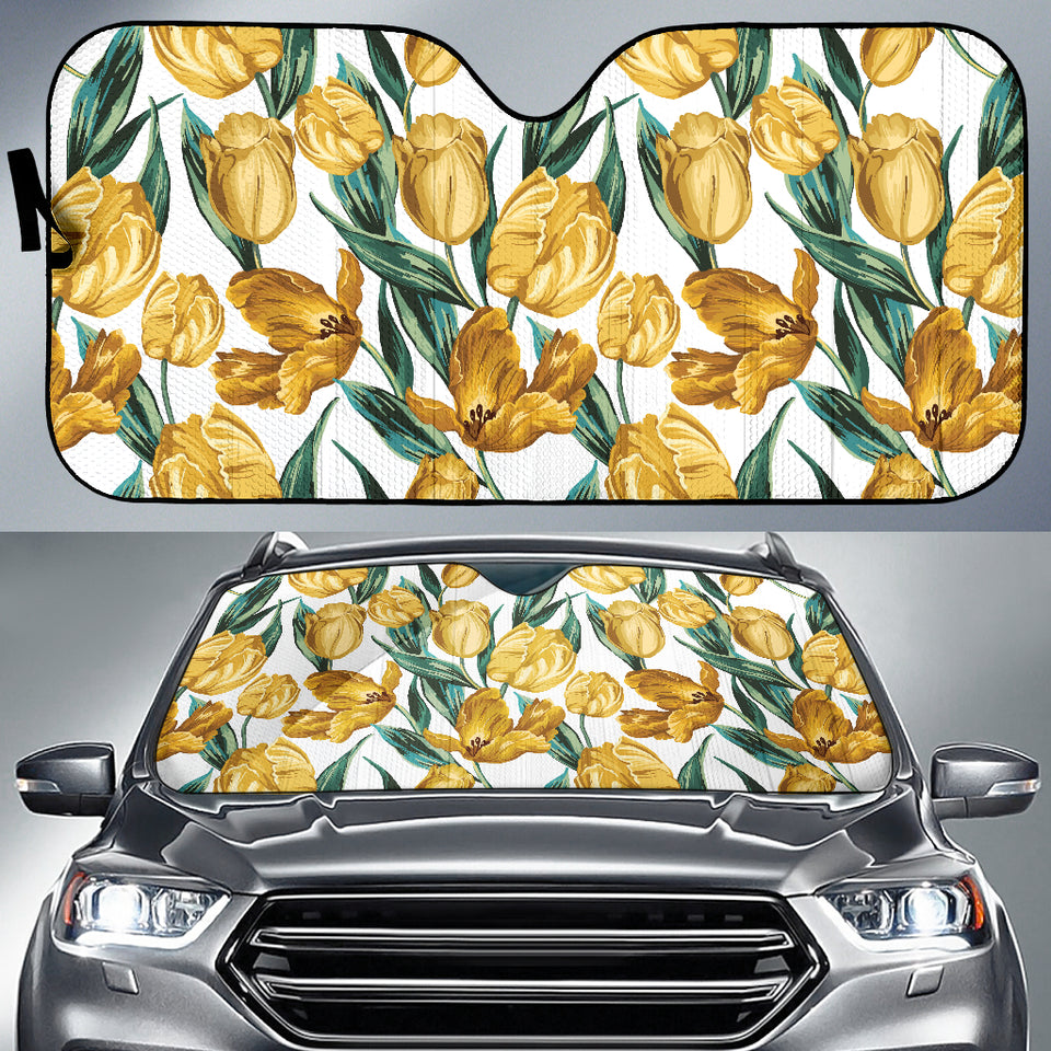 Yellow Tulips Pattern Car Sun Shade