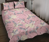 Japanese crane rose pattern Quilt Bed Set