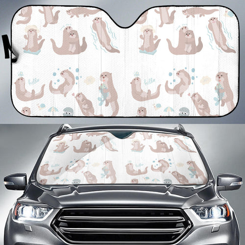 Cute Sea Otters Pattern Car Sun Shade