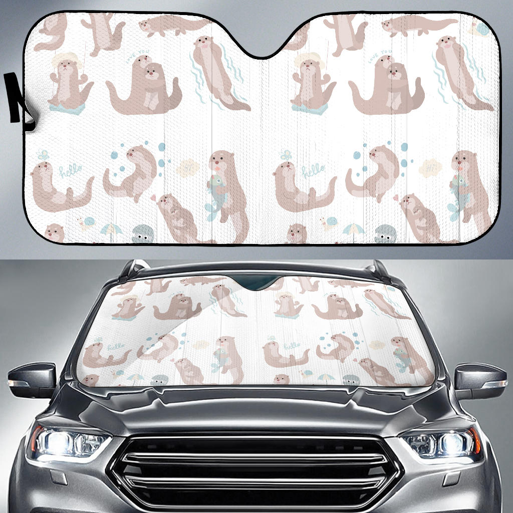 Cute Sea Otters Pattern Car Sun Shade