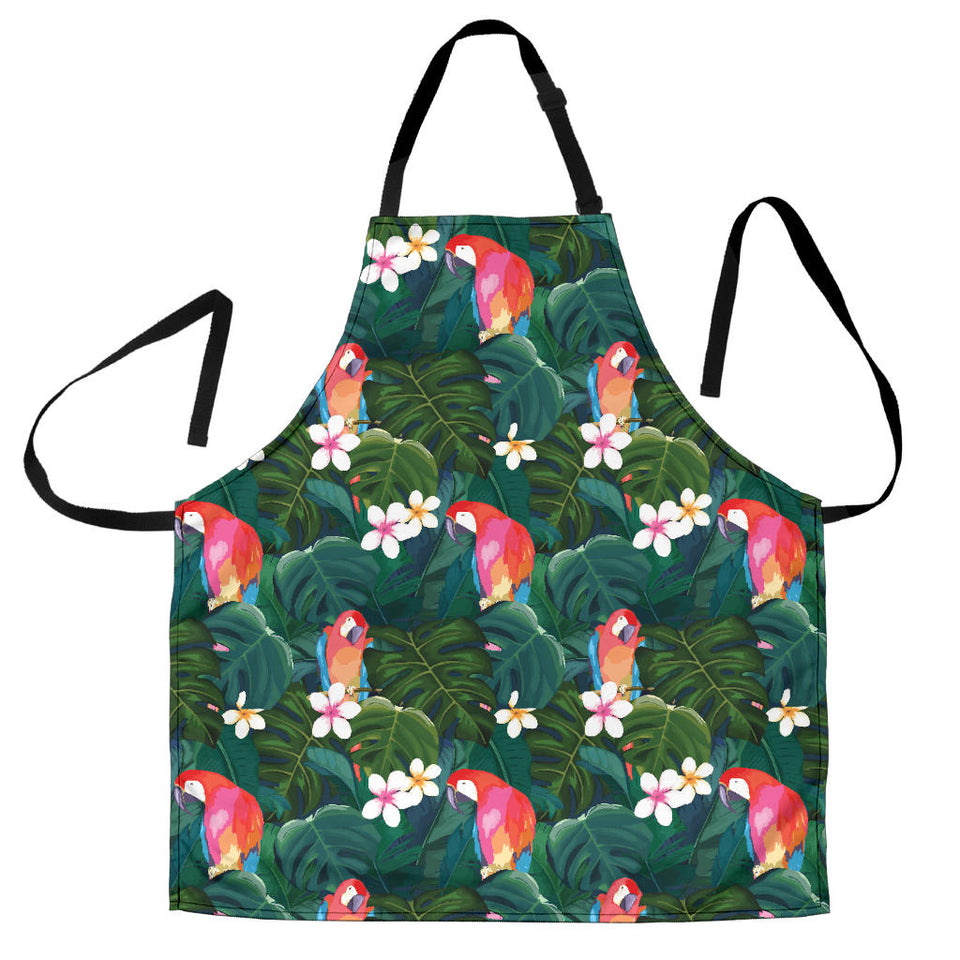 Parrot Palm Tree Leaves Flower Hibiscus Pattern Adjustable Apron