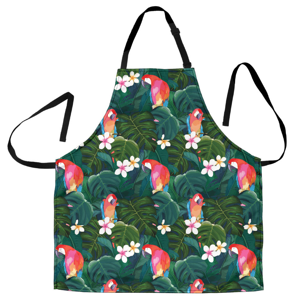 Parrot Palm Tree Leaves Flower Hibiscus Pattern Adjustable Apron
