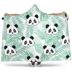 Panda Pattern Tropical Leaves Background Hooded Blanket