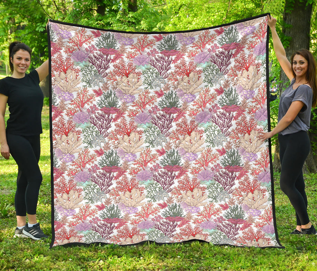 Coral Reef Pattern Print Design 03 Premium Quilt