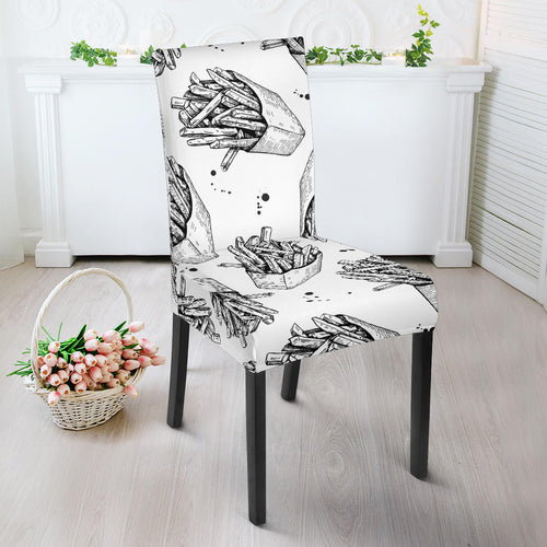 Hand Drawn French Fries Pattern Dining Chair Slipcover
