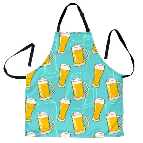Beer Pattern Green Background Adjustable Apron
