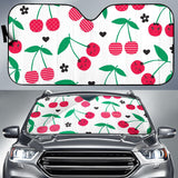 Cherry Pattern White Background Car Sun Shade