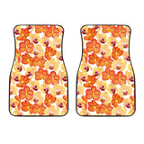 Orange Yellow Orchid Flower Pattern Background Front Car Mats