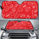 Sushi Pattern Red Background Car Sun Shade