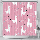 Llama Alpaca Pink Background Shower Curtain Fulfilled In US