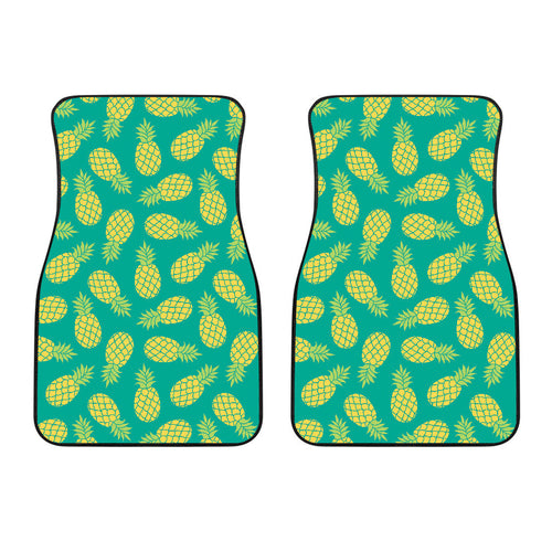 Pineapples Pattern Green Background Front Car Mats