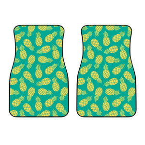 Pineapples Pattern Green Background Front Car Mats