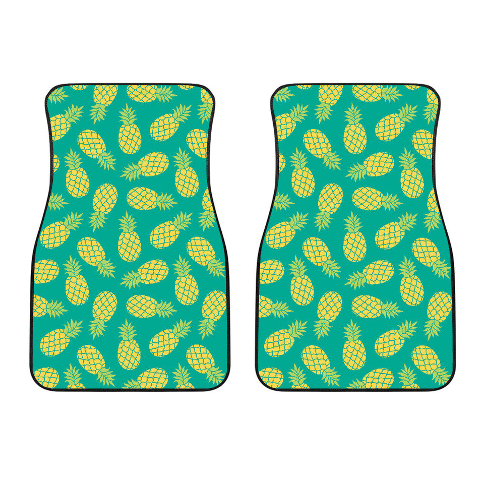 Pineapples Pattern Green Background Front Car Mats