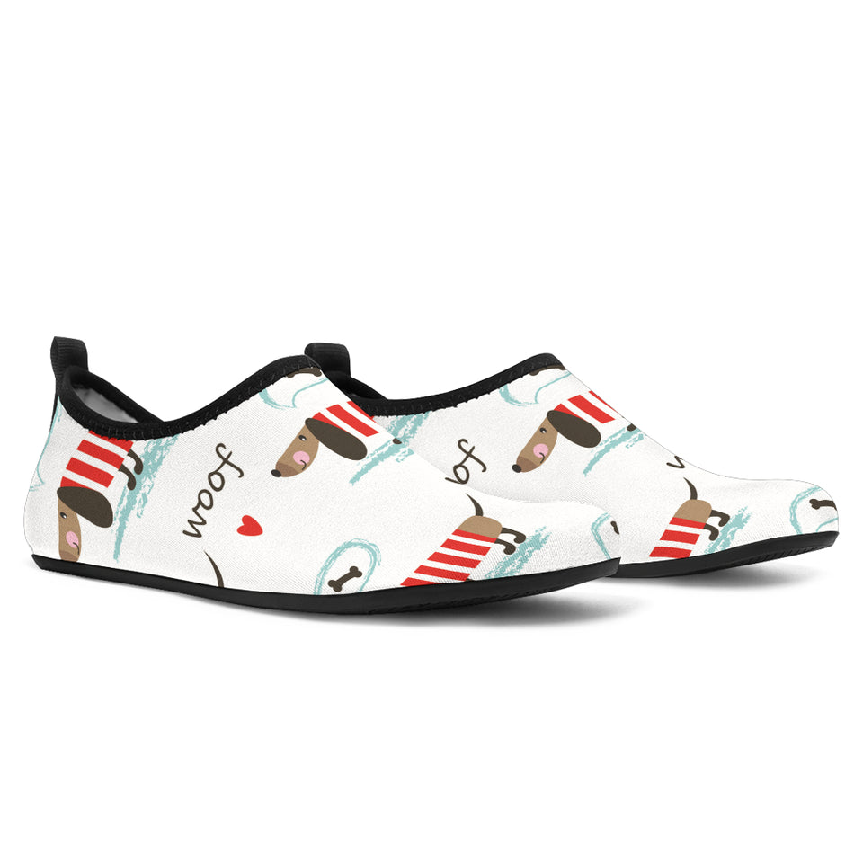 Cute Dachshund Bone Pattern Aqua Shoes