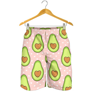 Avocado Heart Pink Background Men Shorts
