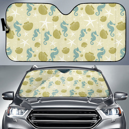 Seahorse Shell Starfish Pattern Background Car Sun Shade