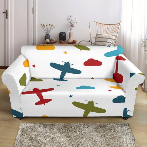 Airplane Star Cloud Colorful Loveseat Couch Slipcover