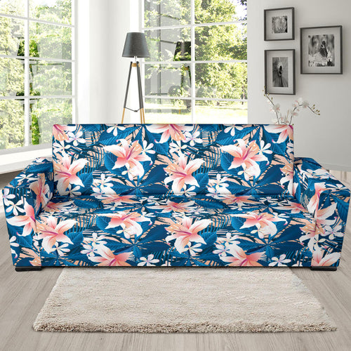 Hibiscus Pattern Print Design 02 Sofa Slipcover