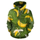 Banana Palm Leaves Pattern Zip Up Hoodie