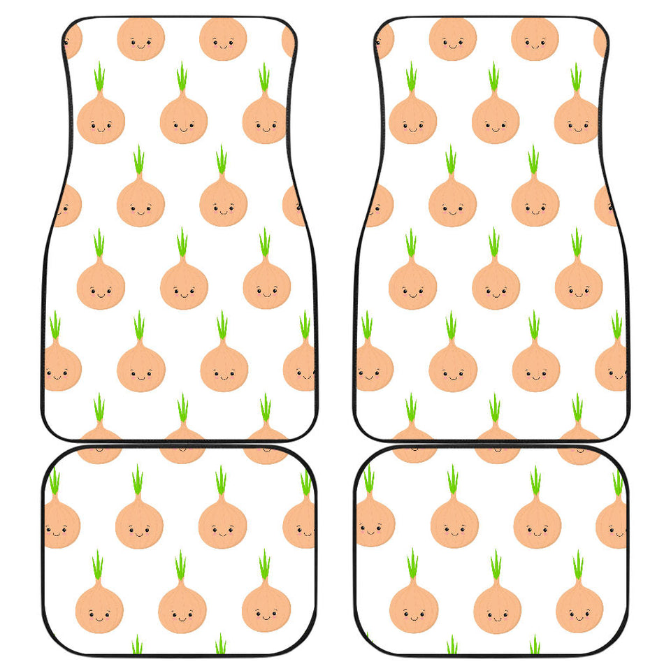 Cute Onions Smiling Faces Front And Back Car Mats
